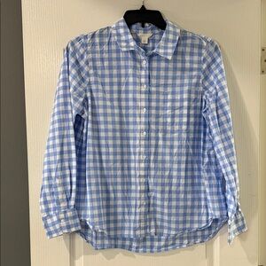 Caslon Light Blue and White Plaid Shirt XL
